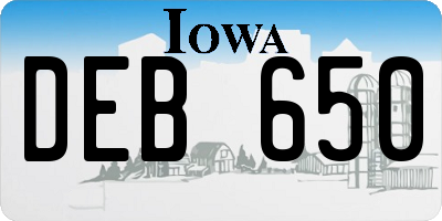 IA license plate DEB650