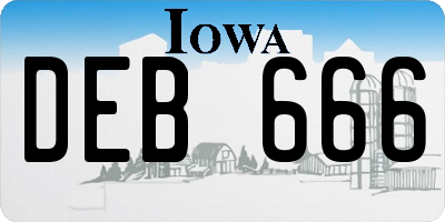 IA license plate DEB666