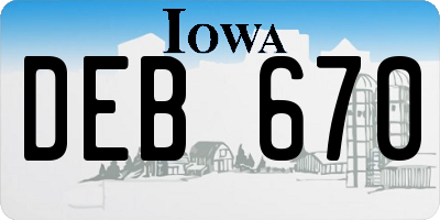 IA license plate DEB670