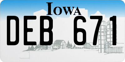 IA license plate DEB671