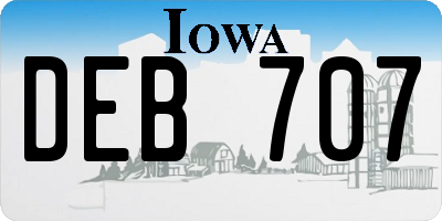 IA license plate DEB707