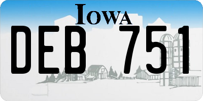 IA license plate DEB751