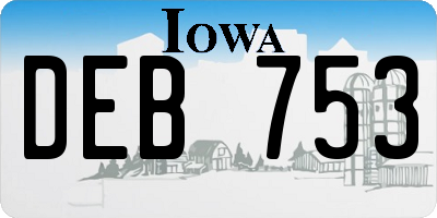 IA license plate DEB753