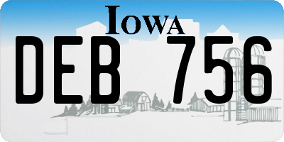 IA license plate DEB756