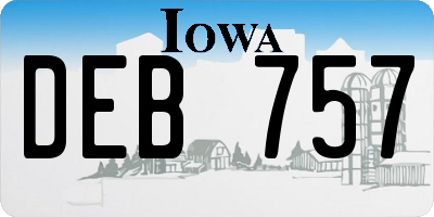 IA license plate DEB757