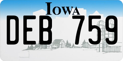 IA license plate DEB759