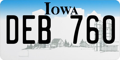 IA license plate DEB760