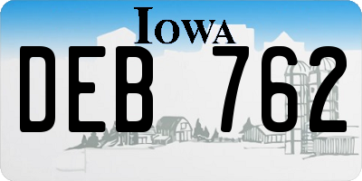 IA license plate DEB762
