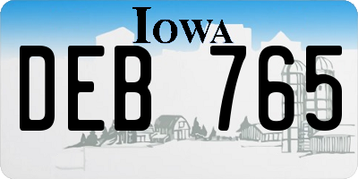 IA license plate DEB765