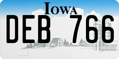 IA license plate DEB766