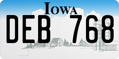 IA license plate DEB768