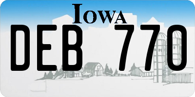 IA license plate DEB770