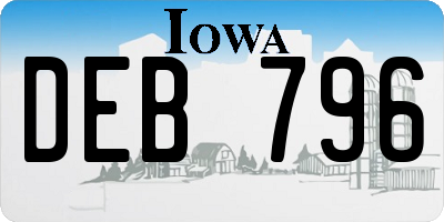 IA license plate DEB796