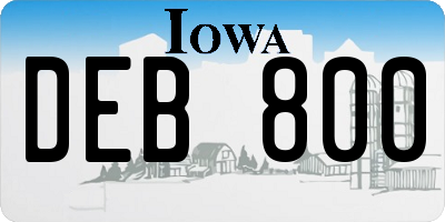 IA license plate DEB800