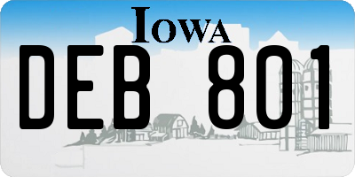IA license plate DEB801