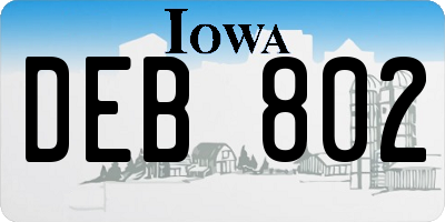 IA license plate DEB802