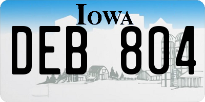 IA license plate DEB804