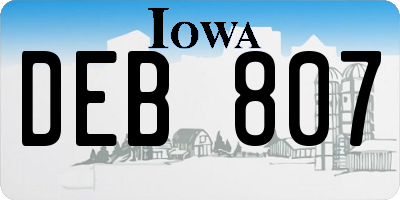 IA license plate DEB807