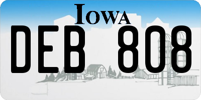IA license plate DEB808