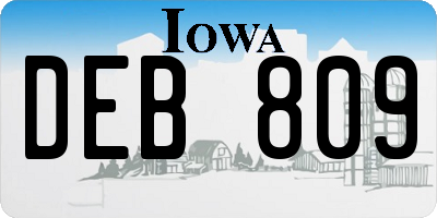 IA license plate DEB809