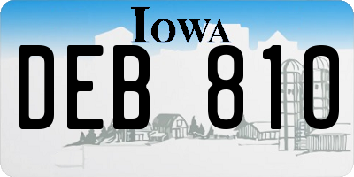 IA license plate DEB810