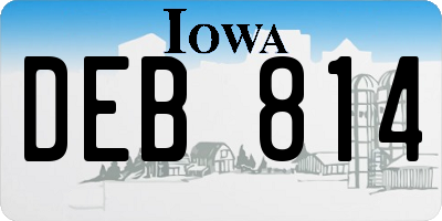 IA license plate DEB814