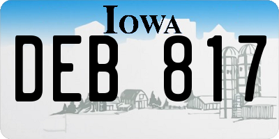 IA license plate DEB817