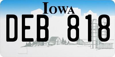 IA license plate DEB818