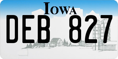 IA license plate DEB827
