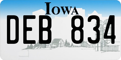IA license plate DEB834