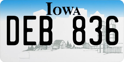 IA license plate DEB836