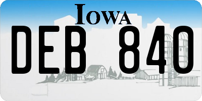 IA license plate DEB840