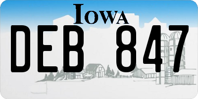 IA license plate DEB847