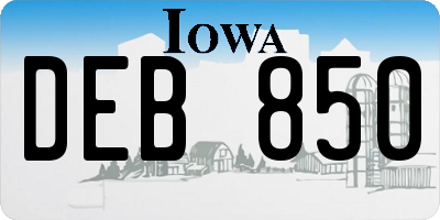 IA license plate DEB850