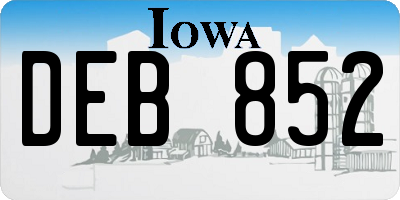 IA license plate DEB852