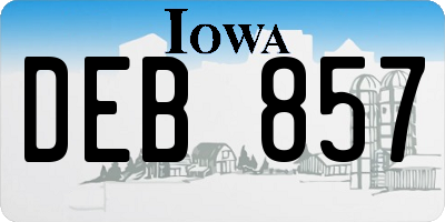 IA license plate DEB857