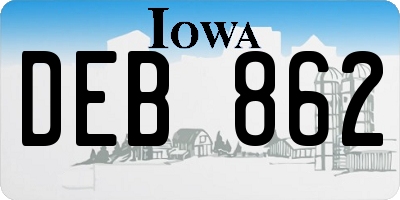 IA license plate DEB862