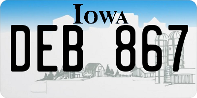 IA license plate DEB867