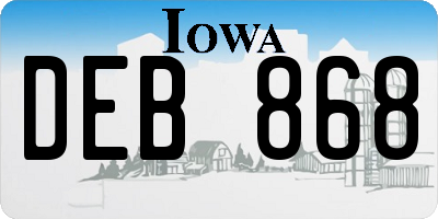 IA license plate DEB868