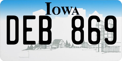 IA license plate DEB869