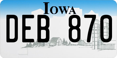 IA license plate DEB870