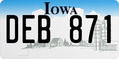 IA license plate DEB871