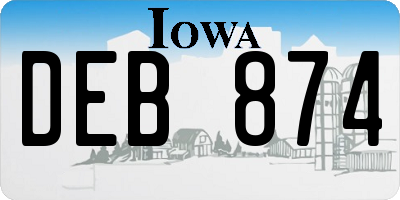 IA license plate DEB874