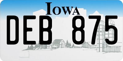 IA license plate DEB875
