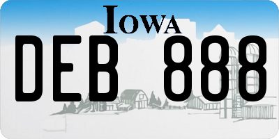 IA license plate DEB888