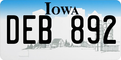 IA license plate DEB892