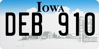 IA license plate DEB910