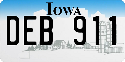 IA license plate DEB911