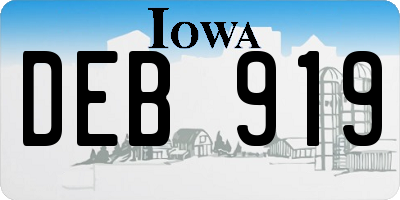 IA license plate DEB919