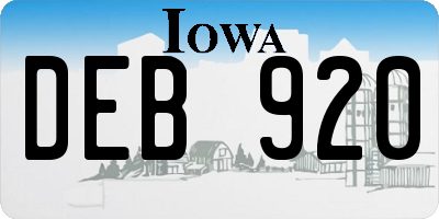 IA license plate DEB920